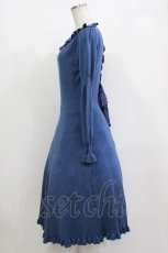 画像2: axes femme POETIQUE / レースアップニットワンピース M ブルー H-26-10-03-009-AX-OP-NS-ZH (2)