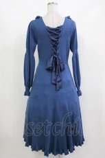 画像3: axes femme POETIQUE / レースアップニットワンピース M ブルー H-26-10-03-009-AX-OP-NS-ZH (3)