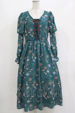 画像1: axes femme Nostalgic / ボタニカル柄レースアップワンピース M グリーン H-26-10-03-022-LO-OP-SZ-ZH (1)