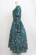画像2: axes femme Nostalgic / ボタニカル柄レースアップワンピース M グリーン H-26-10-03-022-LO-OP-SZ-ZH (2)
