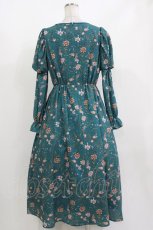 画像3: axes femme Nostalgic / ボタニカル柄レースアップワンピース M グリーン H-26-10-03-022-LO-OP-SZ-ZH (3)