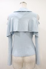 画像2: Lovely Tency / 眞白ありす/オフショルケープデザインニットプルオーバー M サックス H-26-10-04-043-LO-TO-NS-ZH (2)
