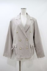 画像1: axes femme / スカラップ刺繍ダブルジャケット Free グレー H-26-10-04-055-AX-JA-SZ-ZH (1)