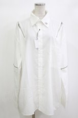 画像1: REFLEM / ロゴチャーム付きZIPシャツ FREE 白 H-26-10-04-1029-PU-BL-AK-ZH (1)