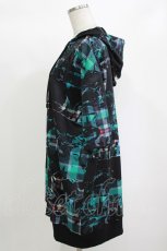 画像2: NieR Clothing / 総柄半袖プルパーカー  黒 H-26-10-04-1030-PU-TO-KB-ZH (2)
