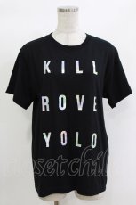 画像1: KRY CLOTHING / 英字プリントTシャツ  黒×ホログラム H-26-10-04-1044-PU-TS-KB-ZH (1)