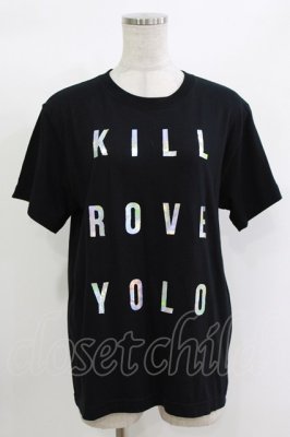 Preview of 英字プリントTシャツ  黒×ホログラム