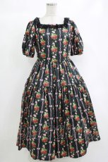 画像1: Melody BasKet / Strawberry Roseスクエアネックワンピース M ブラック H-26-10-04-1006-LO-OP-AK-ZH (1)