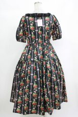画像3: Melody BasKet / Strawberry Roseスクエアネックワンピース M ブラック H-26-10-04-1006-LO-OP-AK-ZH (3)