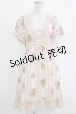 Preview of ブーケ×ストライプワンピース M ピンク