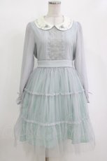 画像1: axes femme POETIQUE / シフォンチュール刺繍襟ワンピース M サックス H-26-10-05-1028-AX-TO-NS-ZH (1)