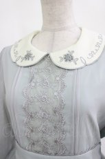 画像4: axes femme POETIQUE / シフォンチュール刺繍襟ワンピース M サックス H-26-10-05-1028-AX-TO-NS-ZH (4)