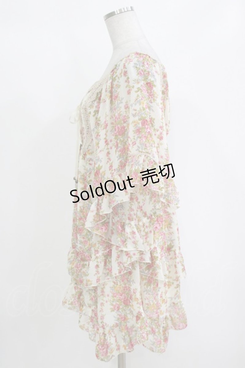 画像2: axes femme / 花柄シフォンチュニ M 生成り H-26-10-05-1034-AX-TO-NS-ZH (2)