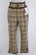 画像1: axes femme / 椿加工レースアップパンツ M キャメル H-26-10-05-1039-AX-PA-NS-ZH (1)