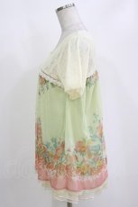 画像2: axes femme / 花柄レーストップス M 生成り/ミント H-26-10-05-1050-AX-TO-NS-ZH (2)
