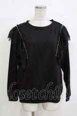 画像1: axes femme / パールレースデザインカットソー M ブラック H-26-10-05-1051-AX-TO-NS-ZH (1)