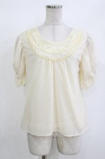画像1: axes femme / カットドビードットスリットスリーブトップス M 生成り H-26-10-05-1052-AX-TO-NS-ZH (1)