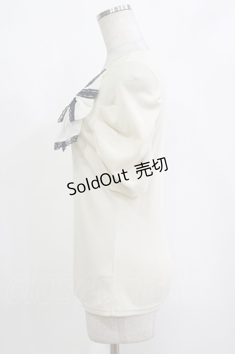 画像2: axes femme / シフォンリボン半袖トップス M 生成り H-26-10-05-1053-AX-TO-NS-ZH (2)
