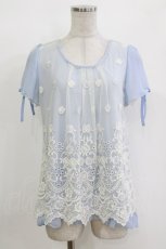 画像1: axes femme / シフォンリボントップス M サックス H-26-10-05-1055-AX-TO-NS-ZH (1)