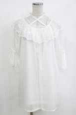 画像1: axes femme / クロスデザインシアートップス M 白 H-26-10-05-1056-AX-TO-NS-ZH (1)