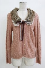 画像1: axes femme / ファーティペット付ニットカーディガン M ピンク H-26-10-05-1063-AX-TO-NS-ZH (1)
