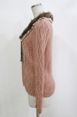 画像2: axes femme / ファーティペット付ニットカーディガン M ピンク H-26-10-05-1063-AX-TO-NS-ZH (2)
