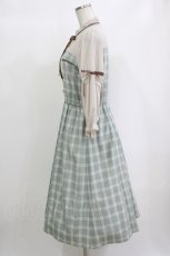 画像2: axes femme / チェック柄ドッキングワンピース M ミント H-26-10-05-1010-AX-OP-NS-ZH (2)