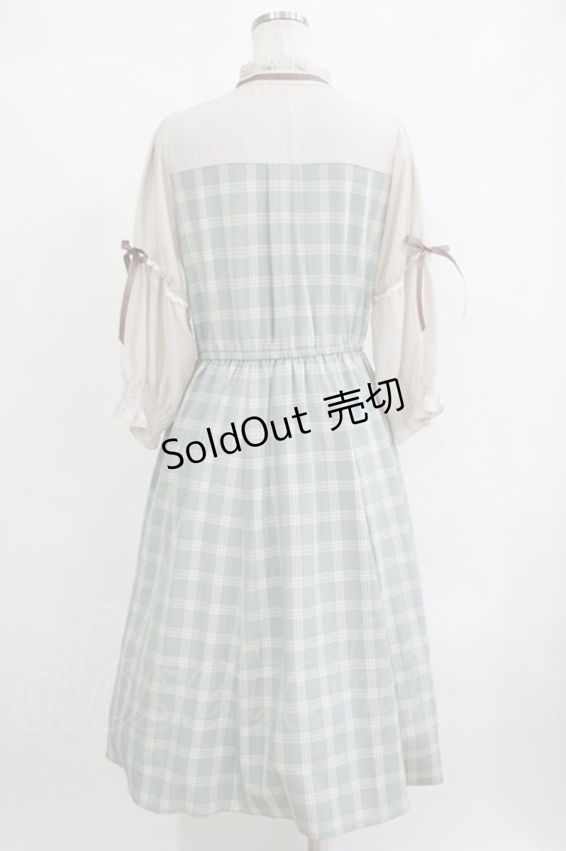 画像3: axes femme / チェック柄ドッキングワンピース M ミント H-26-10-05-1010-AX-OP-NS-ZH (3)