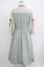 画像3: axes femme / チェック柄ドッキングワンピース M ミント H-26-10-05-1010-AX-OP-NS-ZH (3)