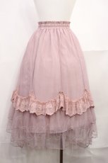 画像2: axes femme / ローズ付ドレープチュールスカート M ピンク H-26-10-05-001-AX-SK-YZ-ZH (2)