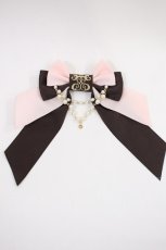 画像1: Enchantlic Enchantilly / ロゴ刺繍パールリボンブローチ  ピンク×ブラウン H-26-10-05-024-LO-ZA-IG-ZH (1)