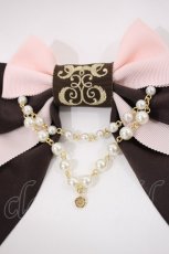 画像2: Enchantlic Enchantilly / ロゴ刺繍パールリボンブローチ  ピンク×ブラウン H-26-10-05-024-LO-ZA-IG-ZH (2)