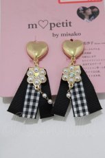 画像2: m petit by misako / AMPLチェックイヤリング  ブラック H-26-10-06-075-LO-AC-NS-ZH (2)