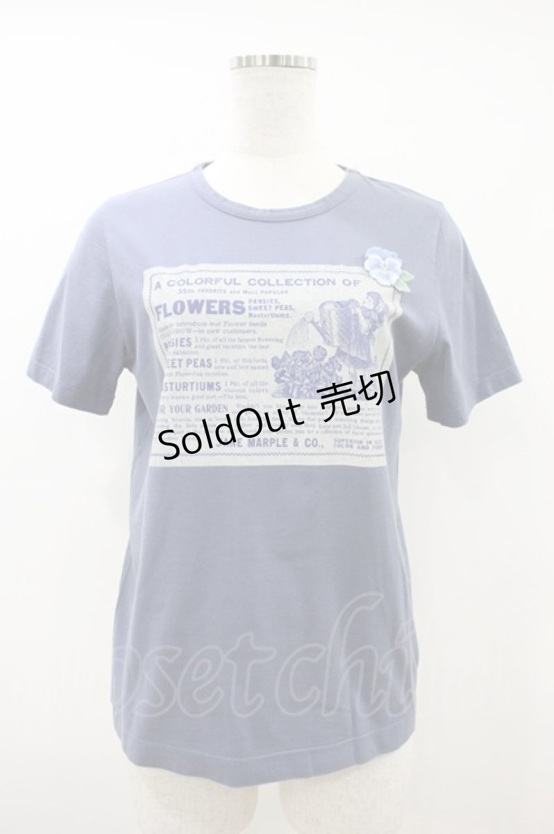 画像1: Jane Marple / フラワープリントTシャツ M ブルー H-26-10-06-1048-JM-TO-AK-ZH (1)
