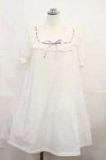 画像1: Ank Rouge / スクエアカラーカットワンピース M シロ×ピンク H-26-10-07-005-CA-OP-IG-ZH (1)