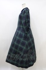 画像2: Jane Marple Dans Le Salon / メモリアルチェックベルベットカラードレス M グリーン×ネイビー H-26-10-07-1004-JM-OP-AK-ZH (2)