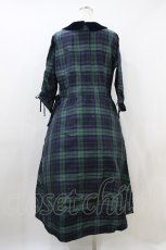 画像3: Jane Marple Dans Le Salon / メモリアルチェックベルベットカラードレス M グリーン×ネイビー H-26-10-07-1004-JM-OP-AK-ZH (3)