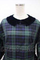 画像4: Jane Marple Dans Le Salon / メモリアルチェックベルベットカラードレス M グリーン×ネイビー H-26-10-07-1004-JM-OP-AK-ZH (4)