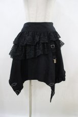 画像1: PEACE NOW / レース付きアシメスカート M 黒 H-26-10-07-1012-PU-SK-AK-ZH (1)