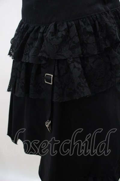 00s BLACK PEACE NOW archive レース スカート PEACE NOW / レース付きアシメスカート M 黒 H-26-10-07-1012-PU-SK-AK