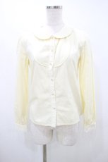 画像1: MILK / レースカラーストライプブラウス  イエロー H-26-10-07-1020-ML-BL-AK-ZH (1)