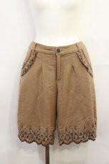 画像1: axes femme / スカラップ刺繍パンツ M ブラウン H-26-10-07-019-AX-PA-NS-ZH (1)