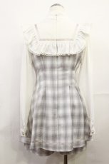 画像2: Ank Rouge / ハイネックスクエアリボンチェックコンビネゾン M 白ＸピンクブラウンＸチェック H-26-10-07-020-CA-OP-SA-ZH (2)