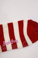 画像2: Angelic Pretty / ボーダーリボンクルー丈ソックス  アカ H-26-10-07-026-AP-ZA-IG-ZH (2)