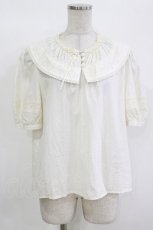 画像1: 仲夏物語（海外ロリータブランド） / 刺繍ブラウス M 生成り H-26-10-08-028-LO-BL-NS-ZH (1)