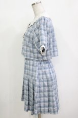 画像2: axes femme POETIQUE / バイカラードッキングミニワンピース M サックス/チェック H-26-10-08-034-AX-OP-NS-ZH (2)