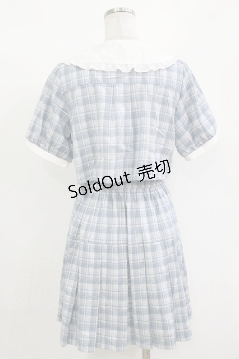 画像3: axes femme POETIQUE / バイカラードッキングミニワンピース M サックス/チェック H-26-10-08-034-AX-OP-NS-ZH (3)