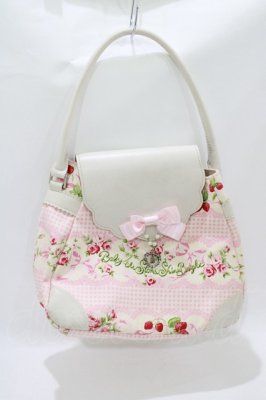 Preview of スウィーティーギンガムボーダーボストンBag  ピンク