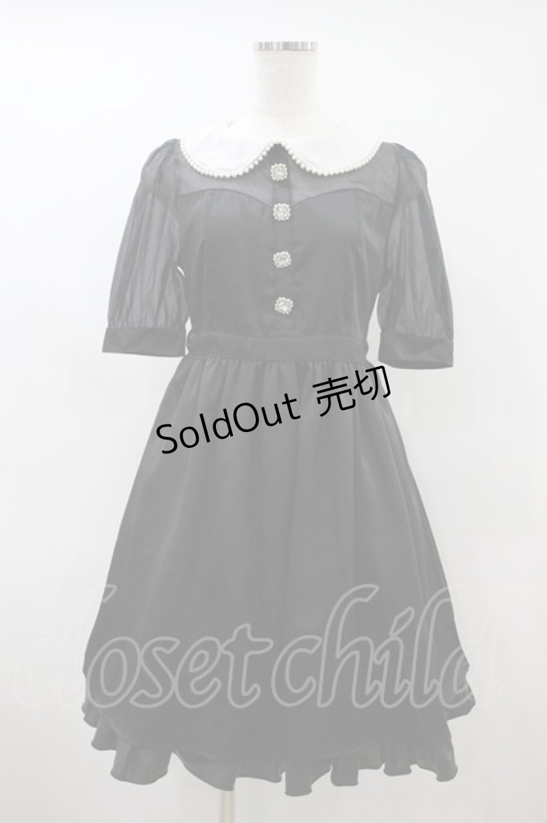 画像1: Ank Rouge / サテンワンピース M クロ×シロ H-26-10-08-1027-CA-OP-IG-ZH (1)