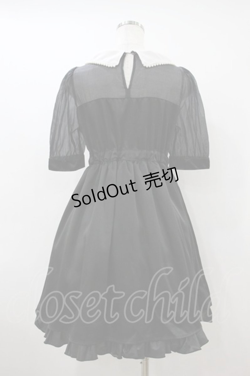 画像2: Ank Rouge / サテンワンピース M クロ×シロ H-26-10-08-1027-CA-OP-IG-ZH (2)